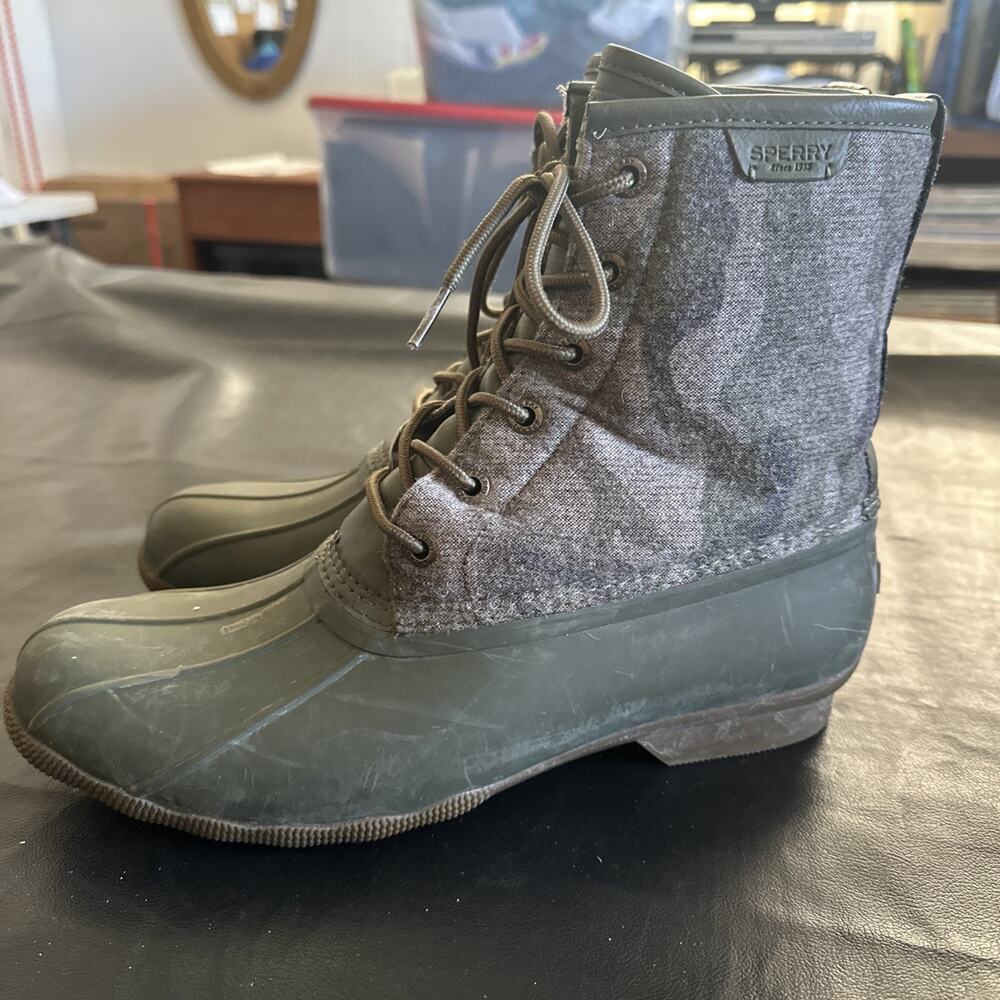 Sperry Mens Size 11 Saltwater Camo Lace Up Water Resistant Duck Shoes Boots BP